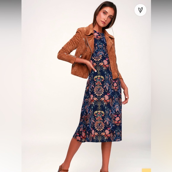 Navy Blue Floral Print Dress from Lulu - Picture 3 of 11